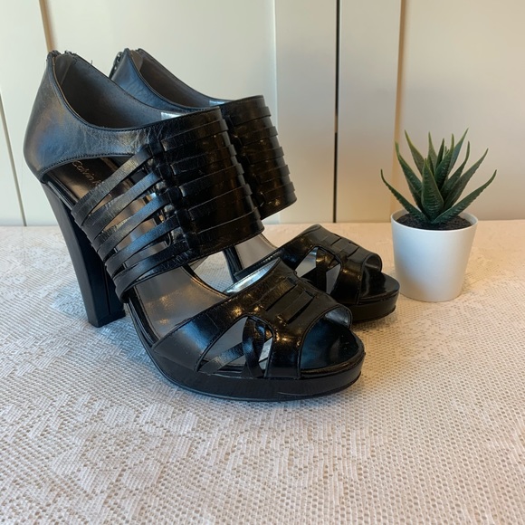 Calvin Klein Shoes - Calvin Klein Dial Strappy Heels with Peep Toe